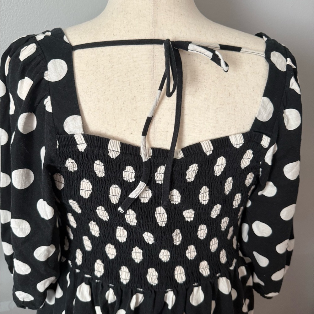 Ava & Viv Black and White Polka Dot Long Sleeve Dress - Picture 8 of 9